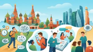 Современная иллюстрация к статье о типичных ошибках при изучении английского языка в Москве
